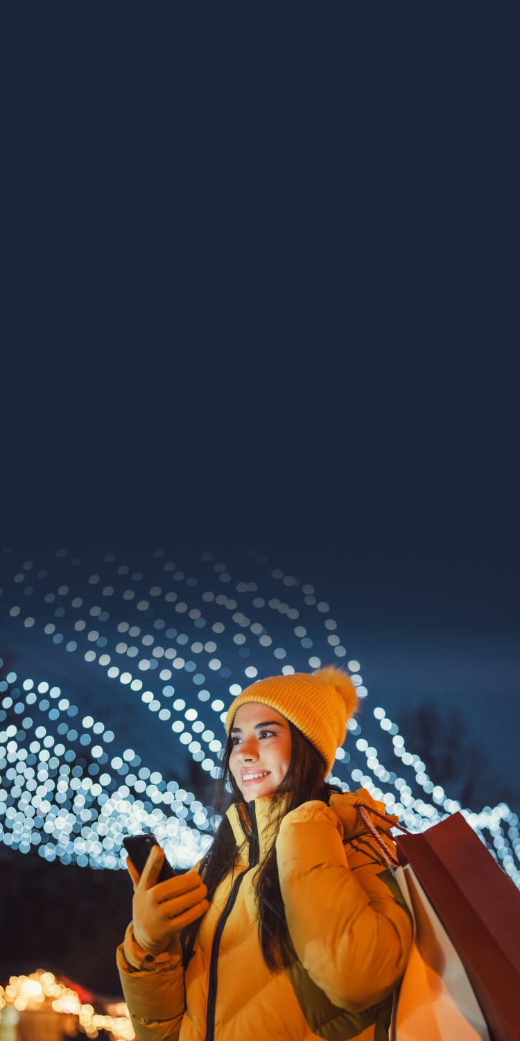 Woman shopping at night